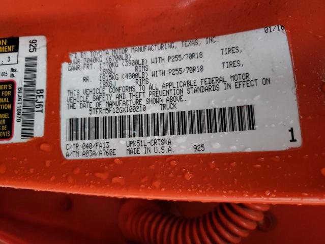 2016 TOYOTA TUNDRA DOU - 5TFRM5F12GX100210