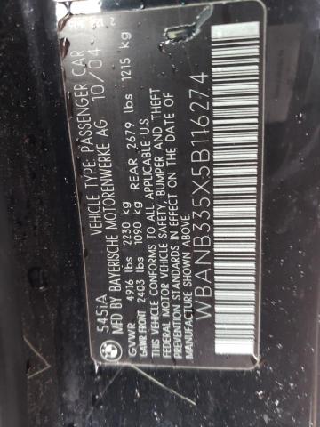 WBANB335X5B116274 BMW 545 I