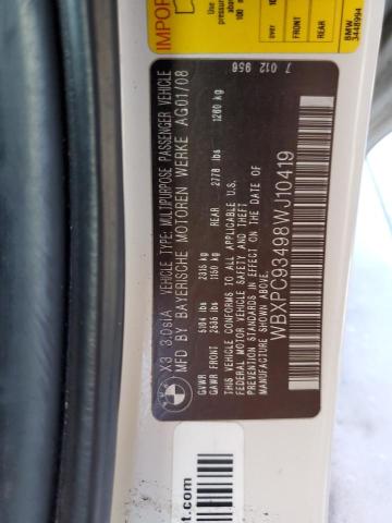 WBXPC93498WJ10419 BMW X3 3.0SI