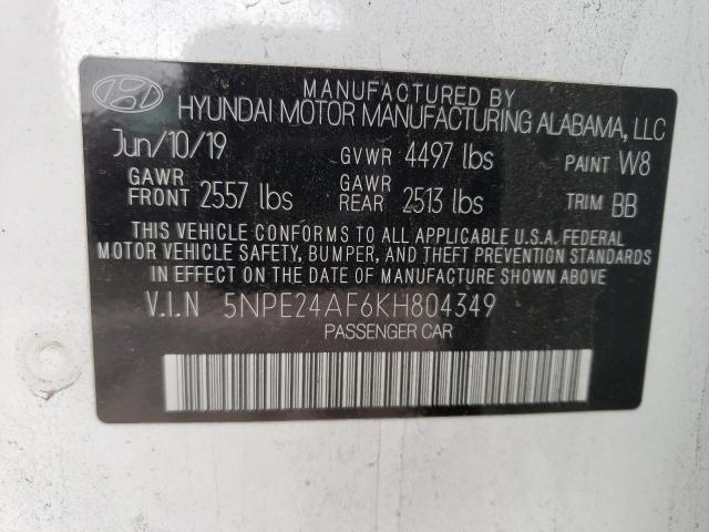 2019 HYUNDAI SONATA SE 5NPE24AF6KH804349