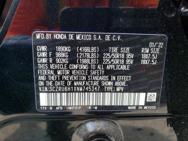 2022 HONDA HR-V SPORT 3CZRU6H1XNM745347