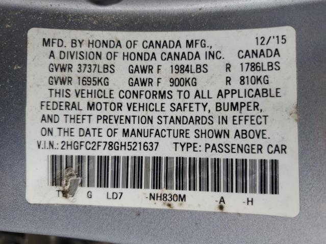 2016 HONDA CIVIC EX - 2HGFC2F78GH521637