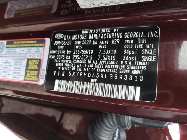 5XYPHDA5XLG693313 KIA SORENTO EX