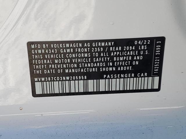 2022 VOLKSWAGEN GTI SE WVW387CD3NW205958