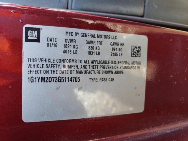 2016 CHEVROLET CORVETTE S - 1G1YM2D73G5114705