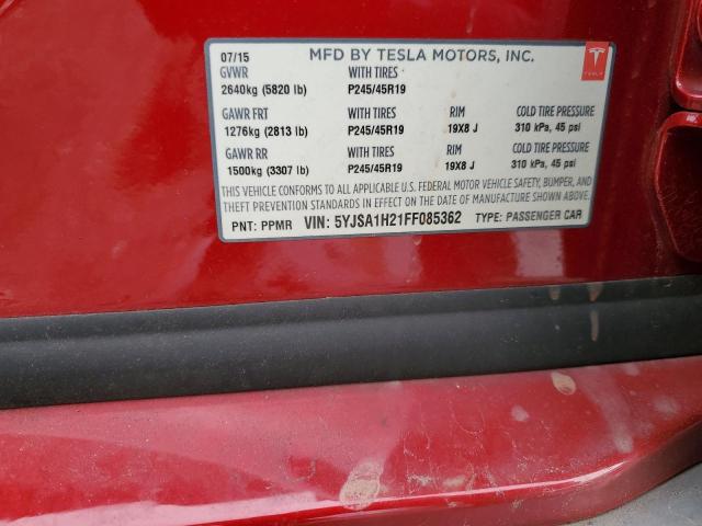 2015 TESLA MODEL S 85 5YJSA1H21FF085362