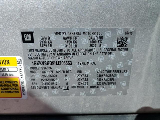 1GKKVSKD9HJ206563 GMC Acadia Limited Slt-2