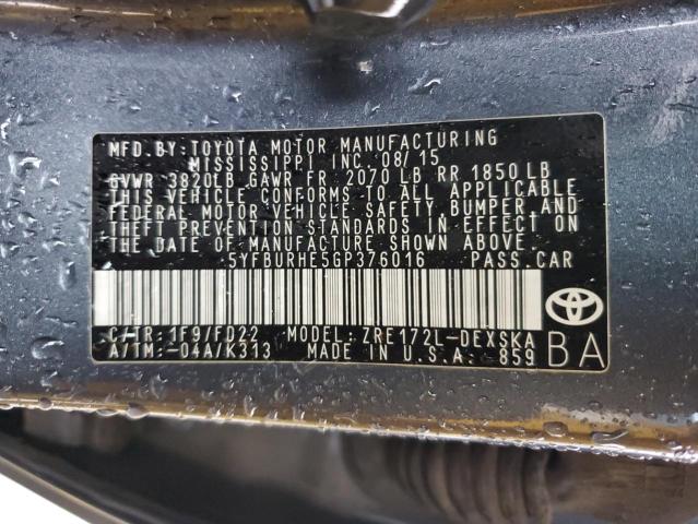 2016 TOYOTA COROLLA L 5YFBURHE5GP376016