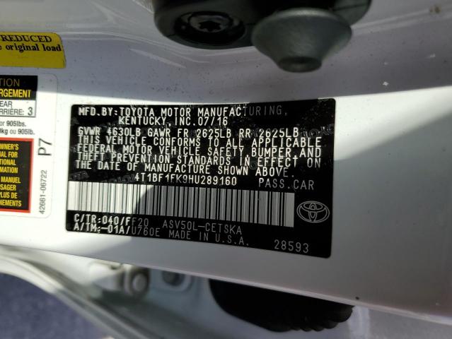2017 TOYOTA CAMRY LE 4T1BF1FK9HU289160