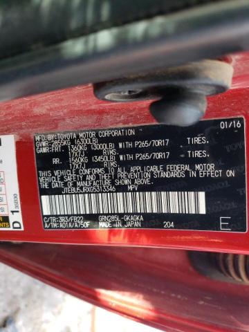 2016 TOYOTA 4RUNNER SR JTEBU5JRXG5313346