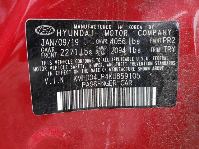 2019 HYUNDAI ELANTRA SP - KMHD04LB4KU859105