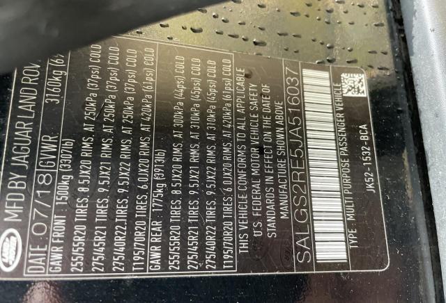 2018 LAND ROVER RANGE ROVE SALGS2RE5JA516037