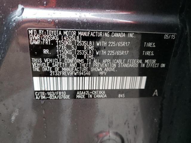 2015 TOYOTA RAV4 LE 2T3ZFREV9FW194546