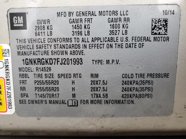 2015 CHEVROLET TRAVERSE L 1GNKRGKD7FJ201993