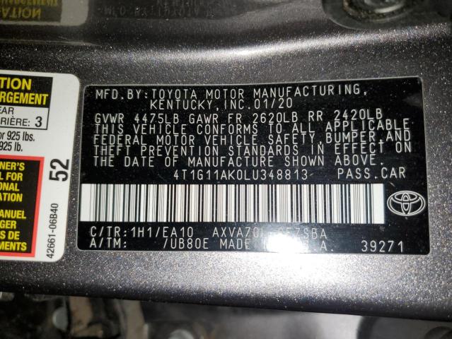 2020 TOYOTA CAMRY SE 4T1G11AK0LU348813