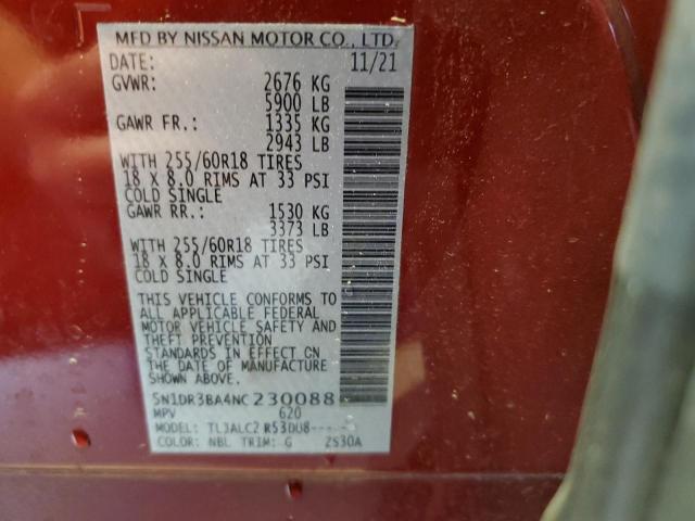 2022 NISSAN PATHFINDER 5N1DR3BA4NC230088