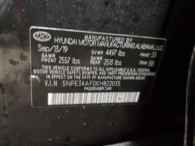 2019 HYUNDAI SONATA LIM 5NPE34AF0KH822035