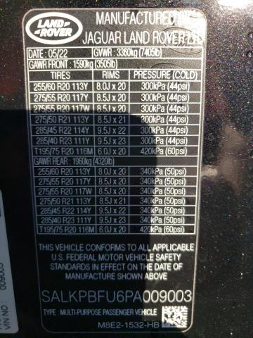 2023 LAND ROVER RANGE ROVE SALKPBFU6PA009003