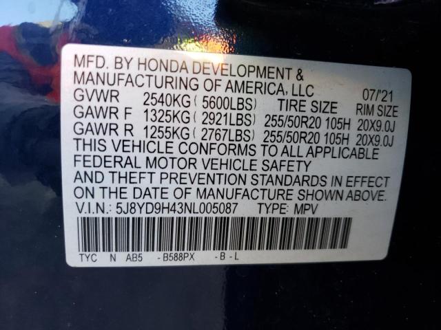 2022 ACURA MDX TECHNO 5J8YD9H43NL005087