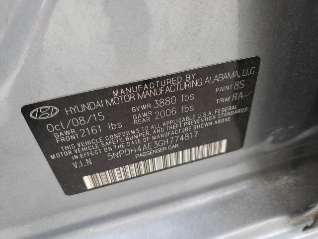 2016 HYUNDAI ELANTRA SE 5NPDH4AE3GH774817