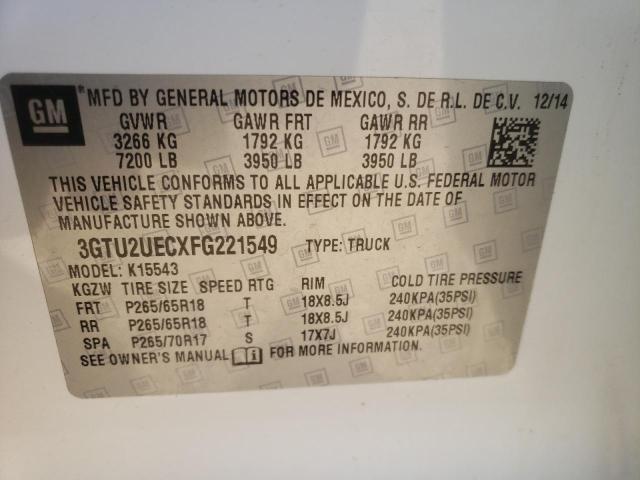 2015 GMC SIERRA K15 3GTU2UECXFG221549