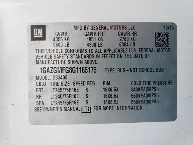 2016 CHEVROLET EXPRESS G3 1GAZGMFG8G1165175
