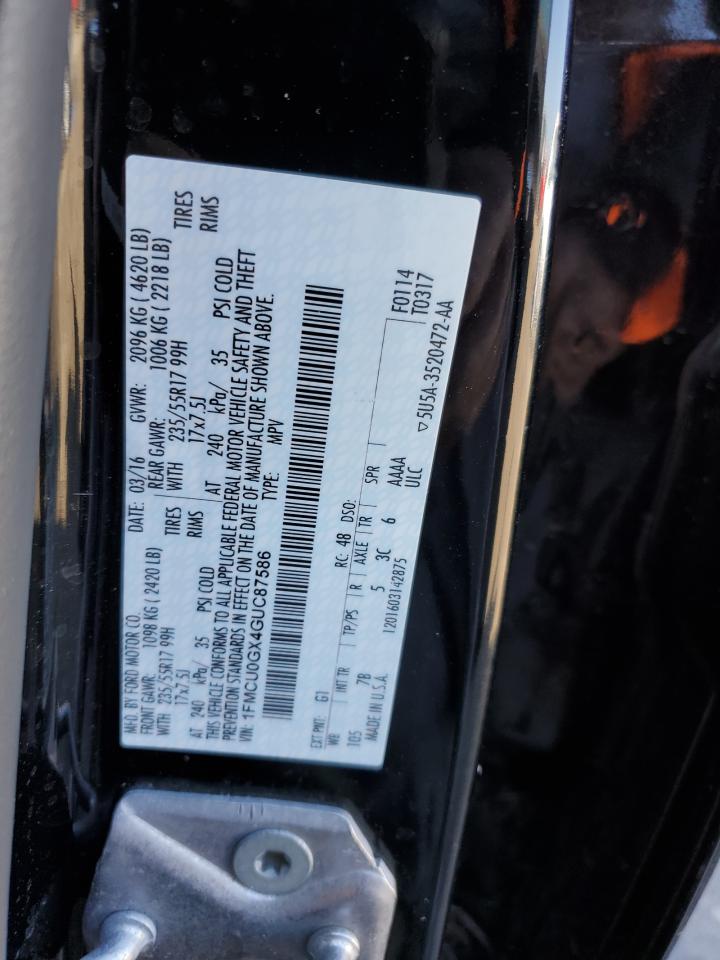 1FMCU0GX4GUC87586 FORD ESCAPE 2016
