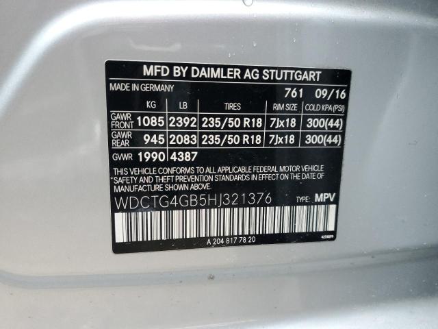 WDCTG4GB5HJ321376 Mercedes-Benz Gla 250 4matic