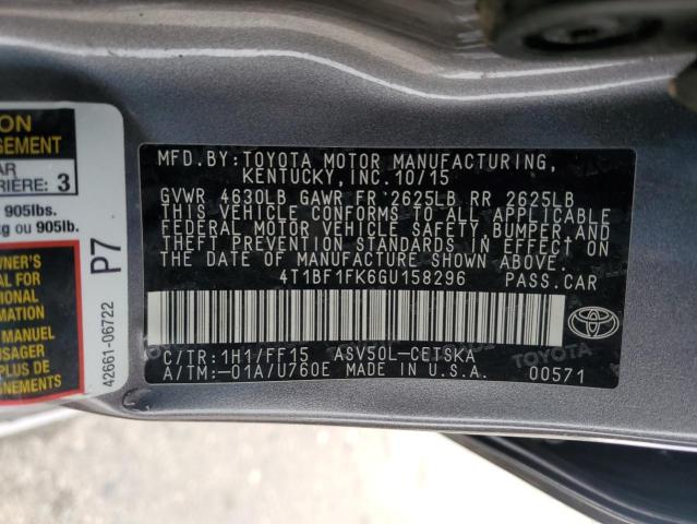 2016 TOYOTA CAMRY LE 4T1BF1FK6GU158296