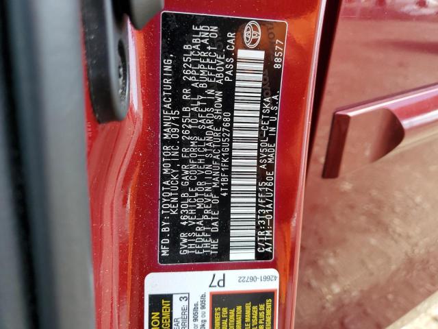 2016 TOYOTA CAMRY LE 4T1BF1FK1GU527680