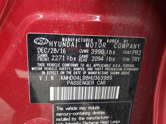 2017 HYUNDAI ELANTRA SP - KMHD04LB8HU363989