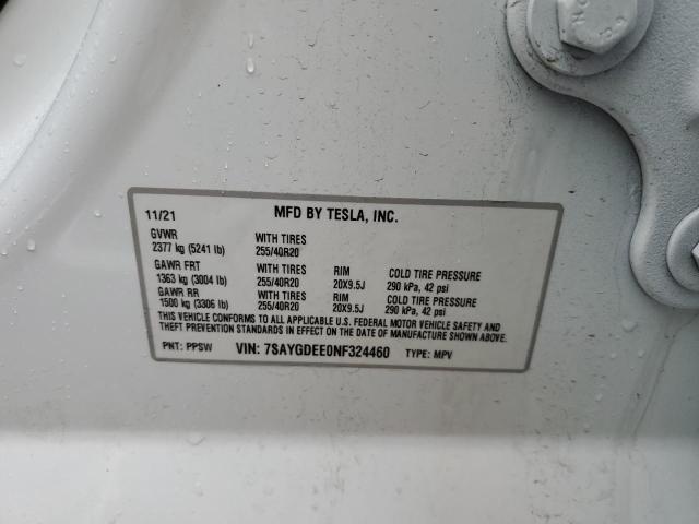 7SAYGDEE0NF324460 Tesla Model Y