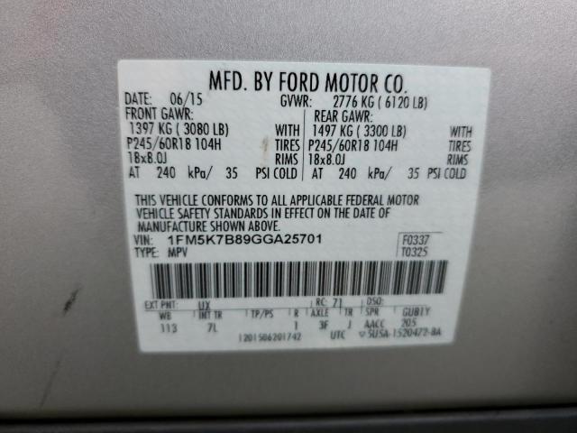 2016 FORD EXPLORER 1FM5K7B89GGA25701