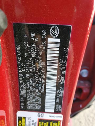 2021 LEXUS ES 350 BAS 58AGZ1B13MU106316