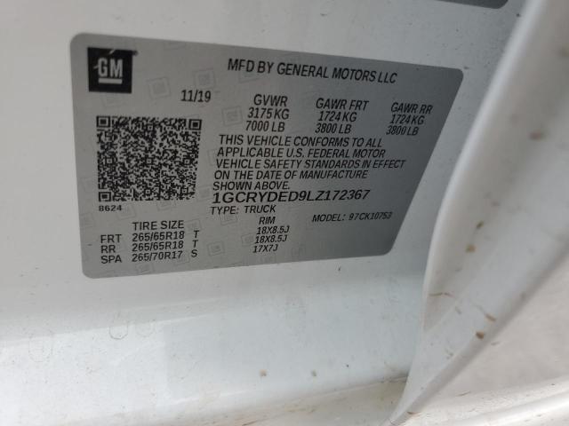 2020 CHEVROLET SILVERADO 1GCRYDED9LZ172367