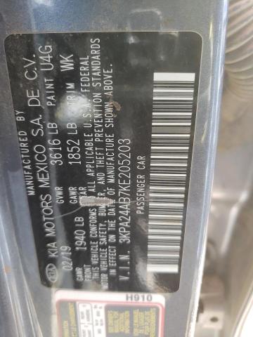 3KPA24AB7KE205203 KIA RIO S