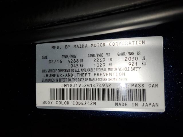 2016 MAZDA 6 TOURING JM1GJ1V52G1474932