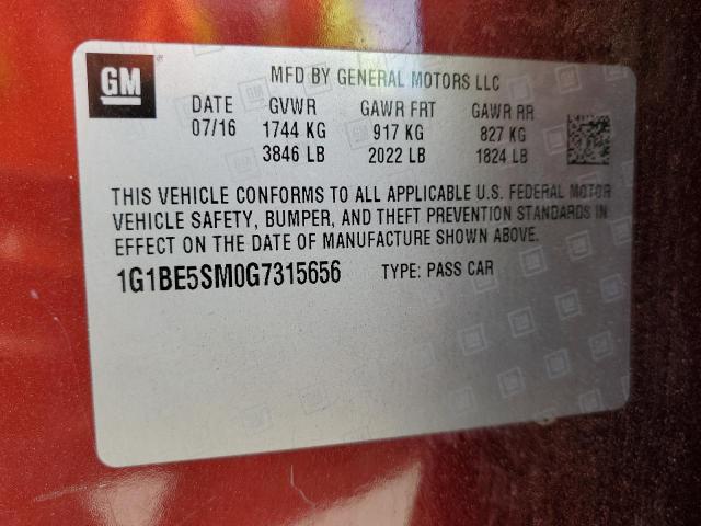 2016 CHEVROLET CRUZE LT 1G1BE5SM0G7315656