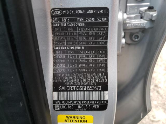 2016 LAND ROVER DISCOVERY SALCR2BG6GH553670