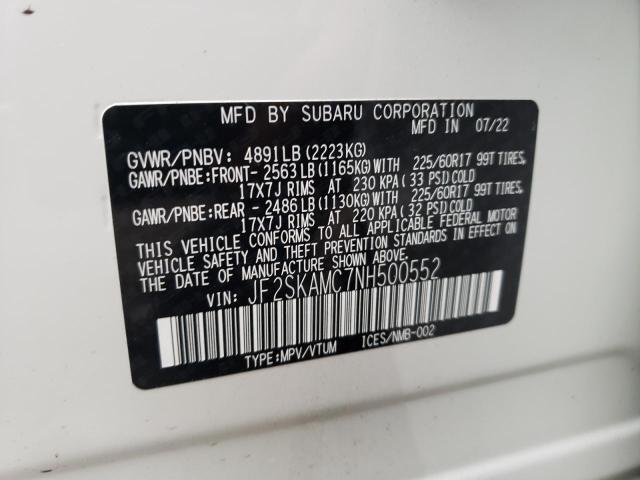 2022 SUBARU FORESTER W JF2SKAMC7NH500552