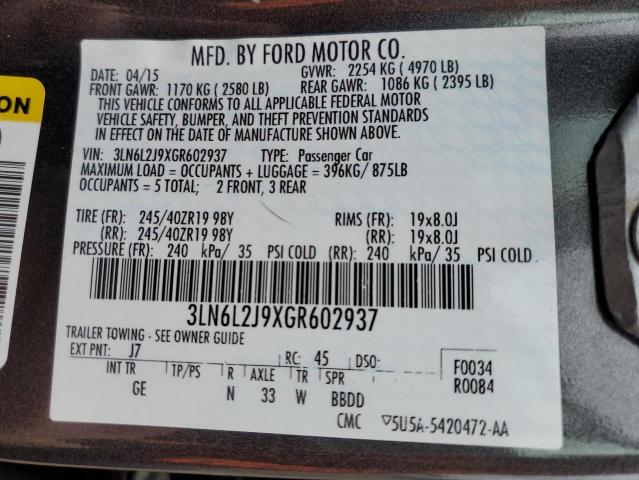 3LN6L2J9XGR602937 Lincoln MKZ