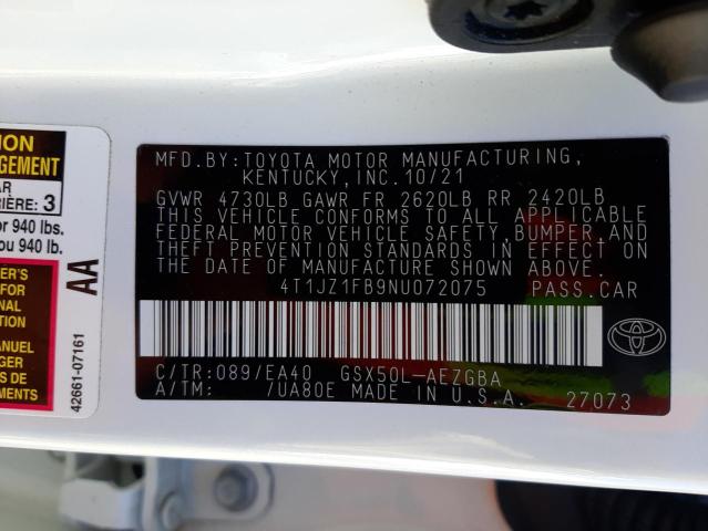2022 TOYOTA AVALON XLE 4T1JZ1FB9NU072075