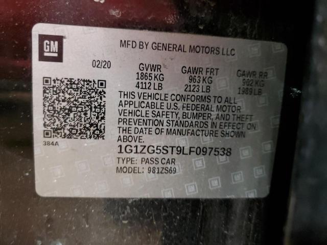 1G1ZG5ST9LF097538 | 2020 CHEVROLET MALIBU RS