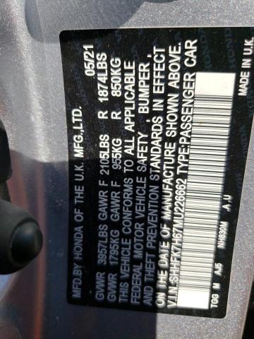 2021 HONDA CIVIC EX SHHFK7H67MU226662