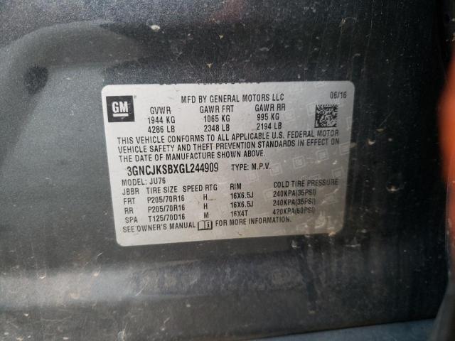 2016 CHEVROLET TRAX LS 3GNCJKSBXGL244909