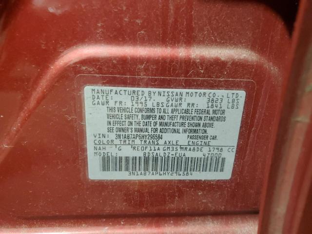 2017 NISSAN SENTRA S 3N1AB7AP6HY296584