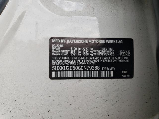 2016 BMW X6 XDRIVE3 - 5UXKU2C50G0N79368