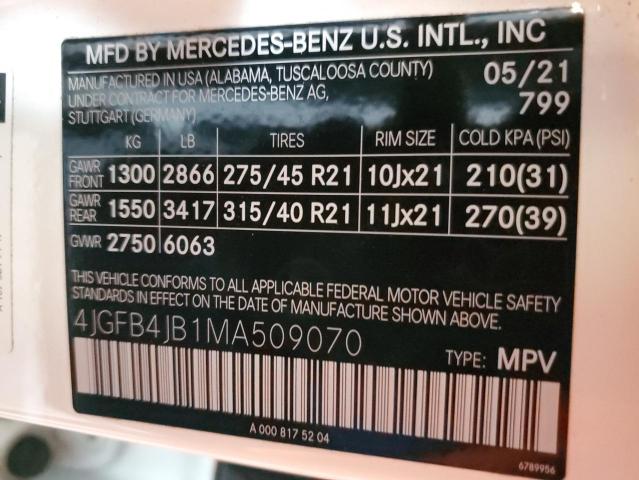 2021 MERCEDES-BENZ GLE 350 4JGFB4JB1MA509070