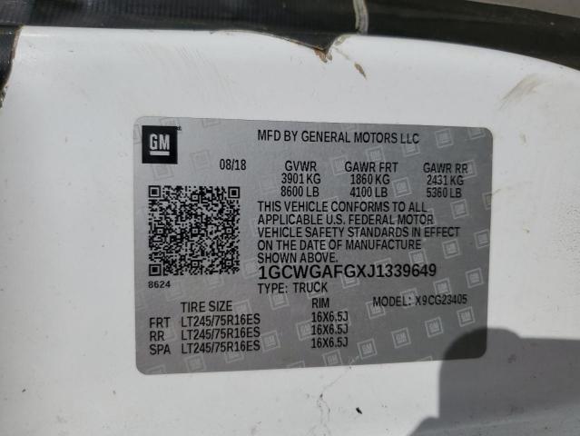 2018 CHEVROLET EXPRESS G2 - 1GCWGAFGXJ1339649