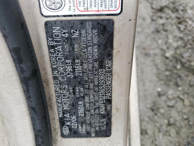 KNAFE121165293603 KIA SPECTRA LX